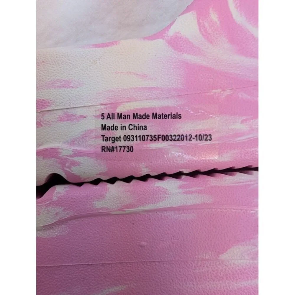 Art class girls size youth 5 pink and white marble Edie slides, chunky new, P8